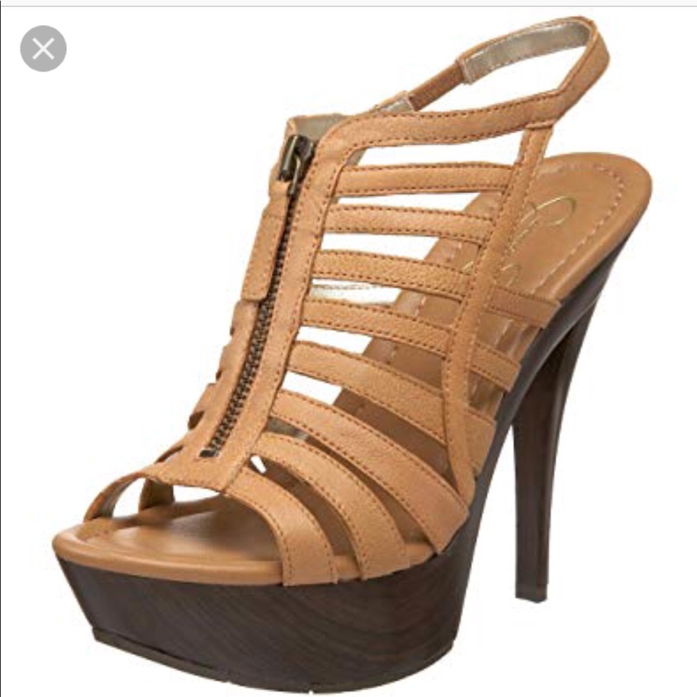 Jessica Simpson GOBOW leather camel heel